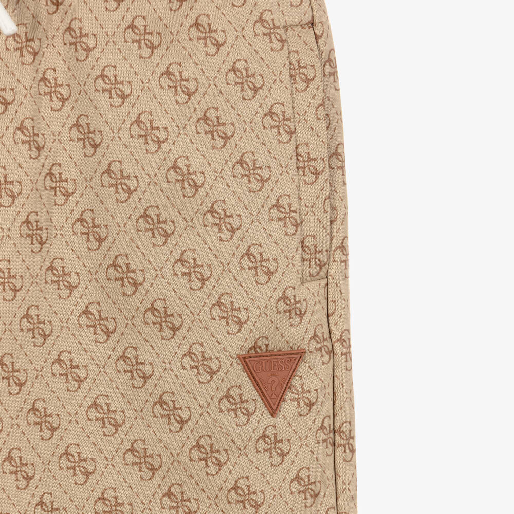 Guess-Beige Logo Shorts | Childrensalon Outlet