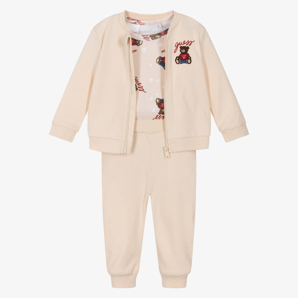 Guess-Beige Teddy Tracksuit | Childrensalon Outlet