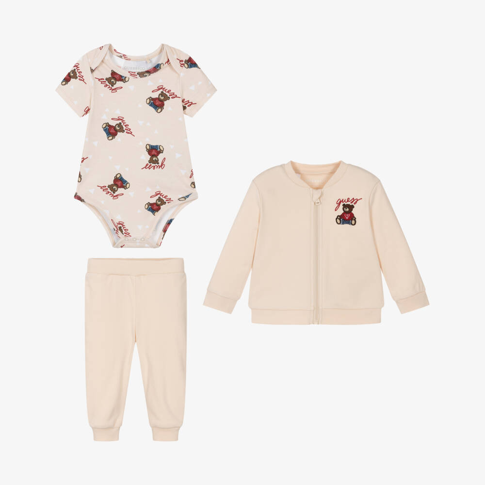 Guess-Beige Teddy Tracksuit | Childrensalon Outlet