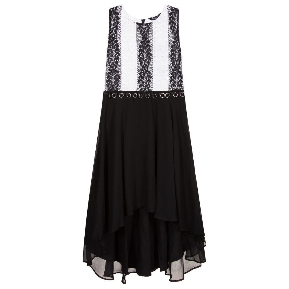 Guess Marciano - Schwarzes Kleid mit Chiffon und Spitze | Childrensalon