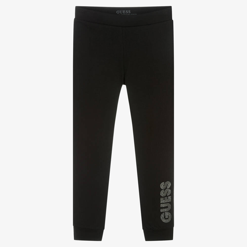 Guess - Black Diamanté Logo Joggers | Childrensalon