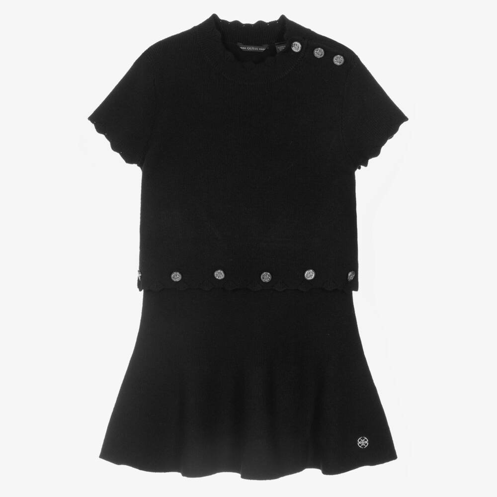 Guess-Black Knitted Skirt Set | Childrensalon Outlet