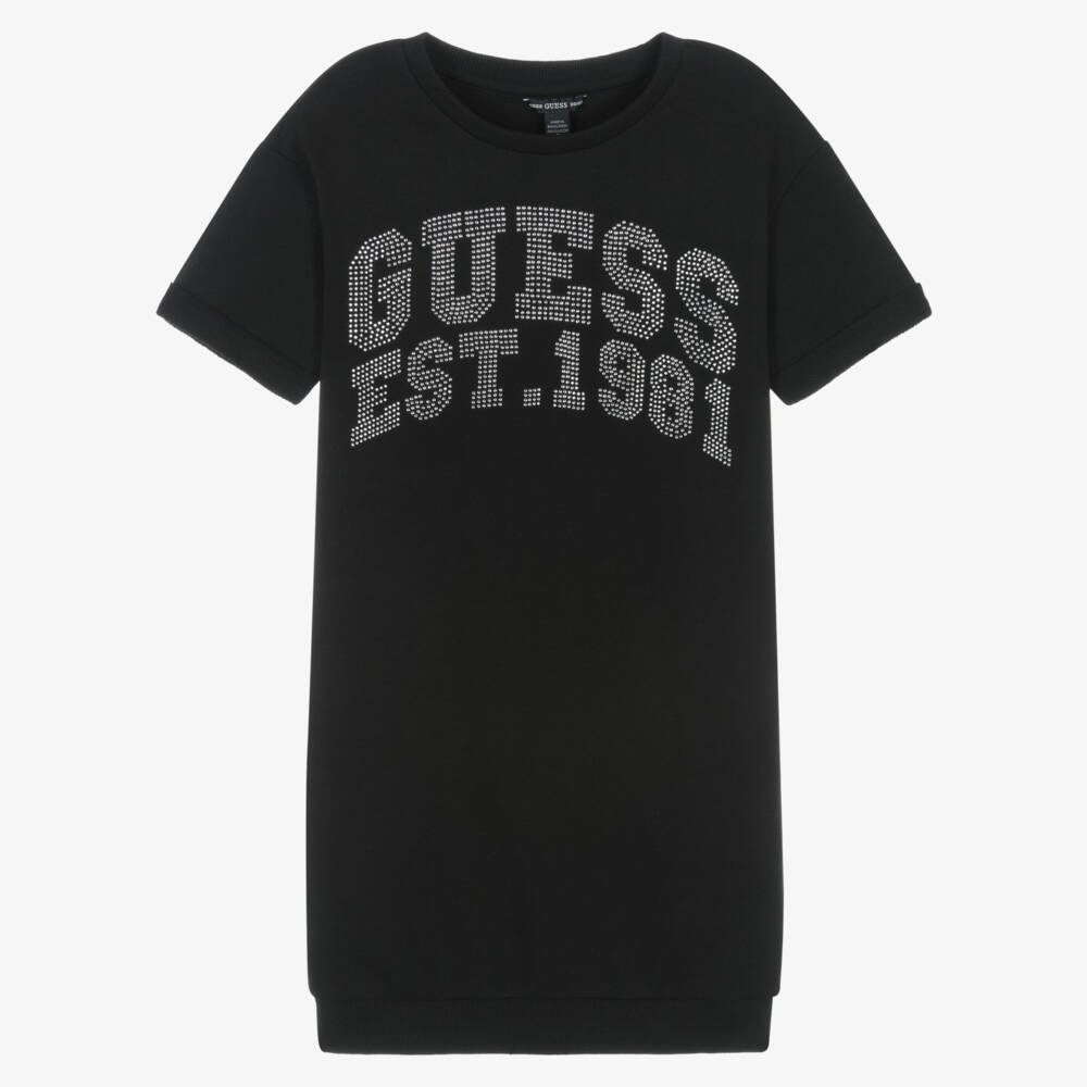 Guess-Black Logo Sweatshirt Dress | Childrensalon Outlet