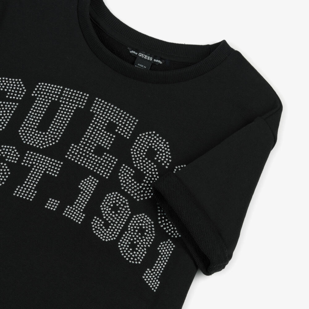 Guess-Black Logo Sweatshirt Dress | Childrensalon Outlet