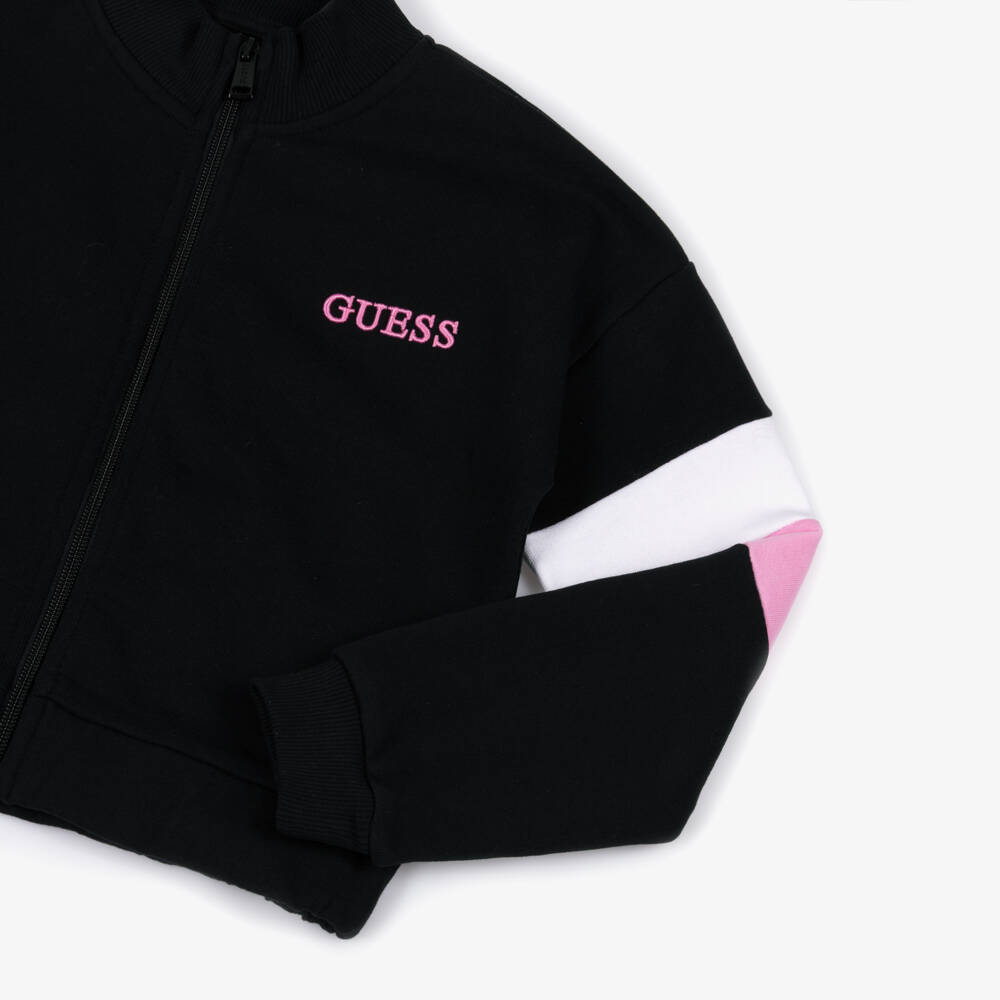 Guess-Черная толстовка на молнии с логотипом для девочек | Childrensalon Outlet
