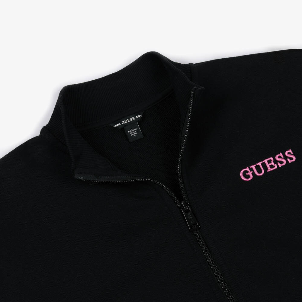 Guess-Черная толстовка на молнии с логотипом для девочек | Childrensalon Outlet