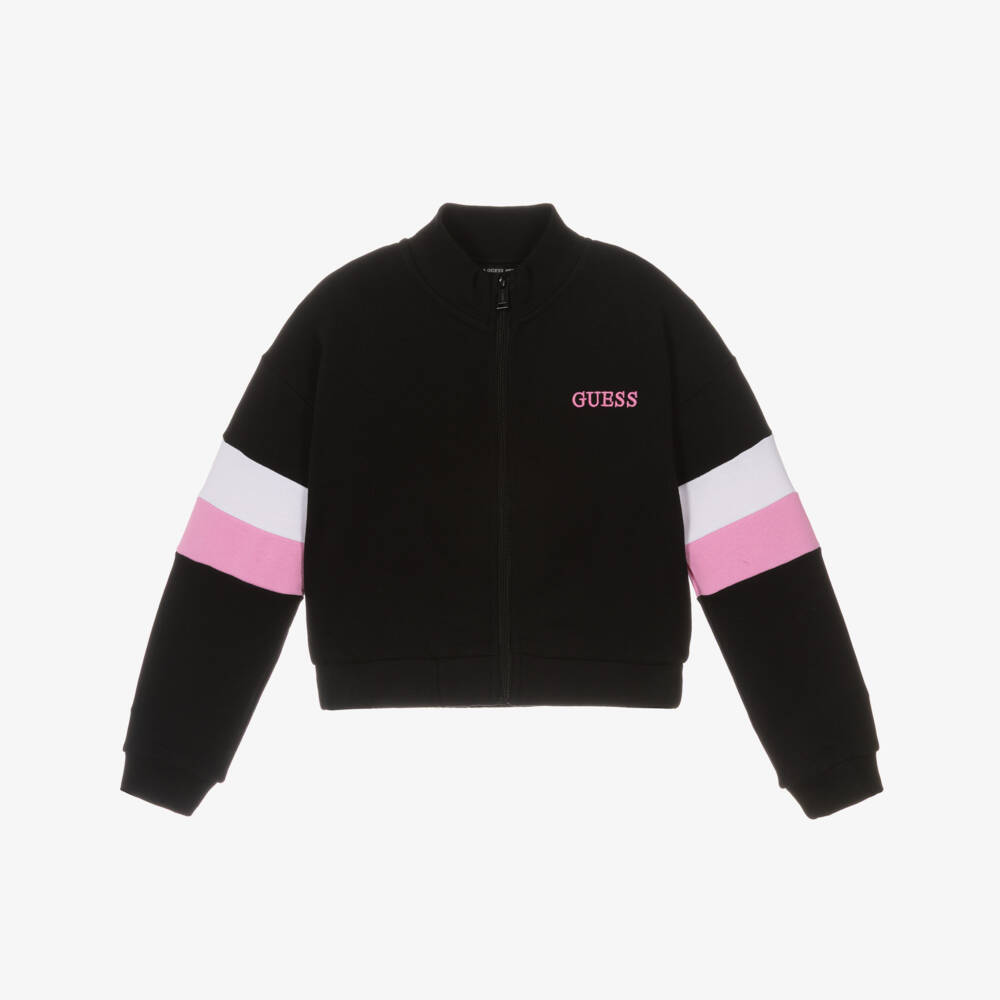 Guess-Черная толстовка на молнии с логотипом для девочек | Childrensalon Outlet