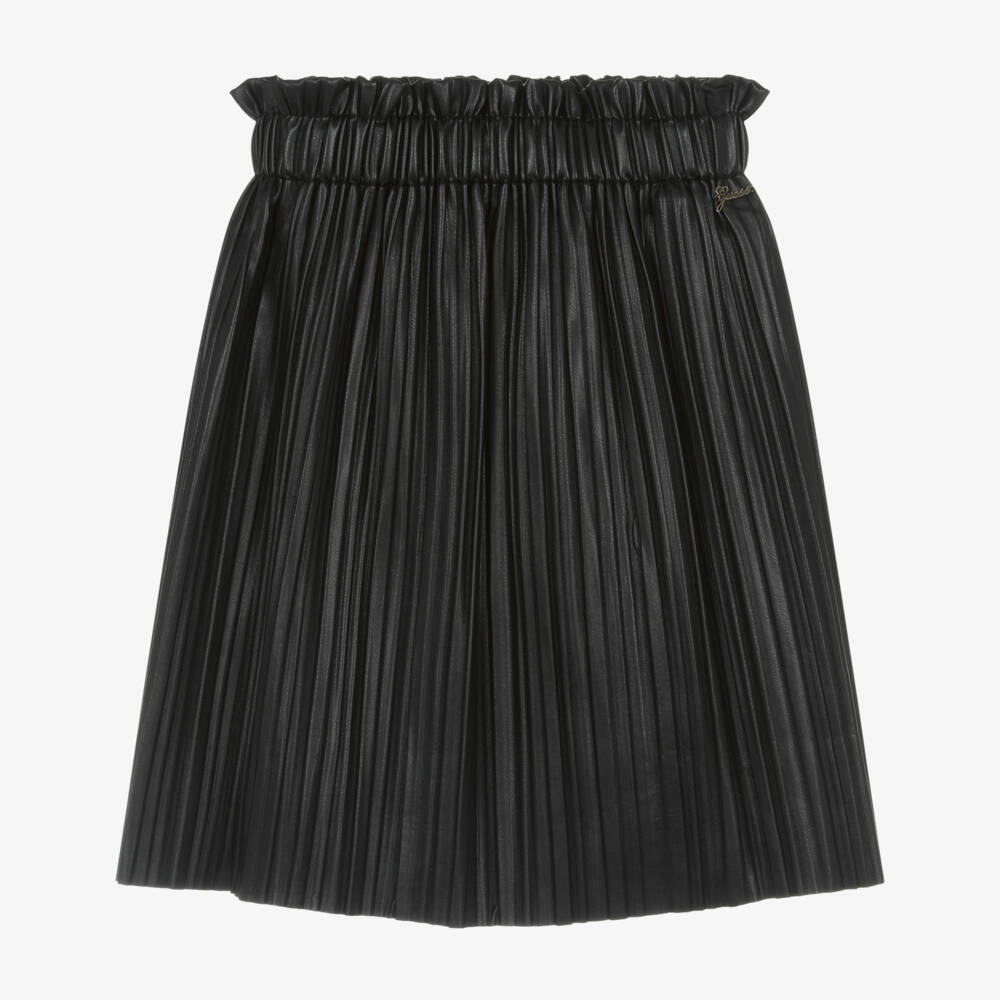 Guess-Black Pleather Midi Skirt | Childrensalon Outlet