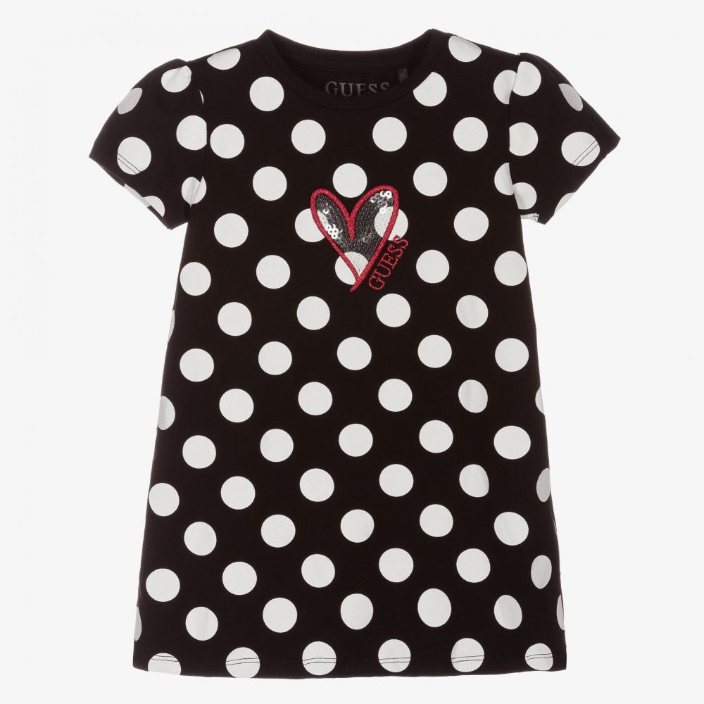 Guess - Black Polka Dot Logo T-Shirt | Childrensalon