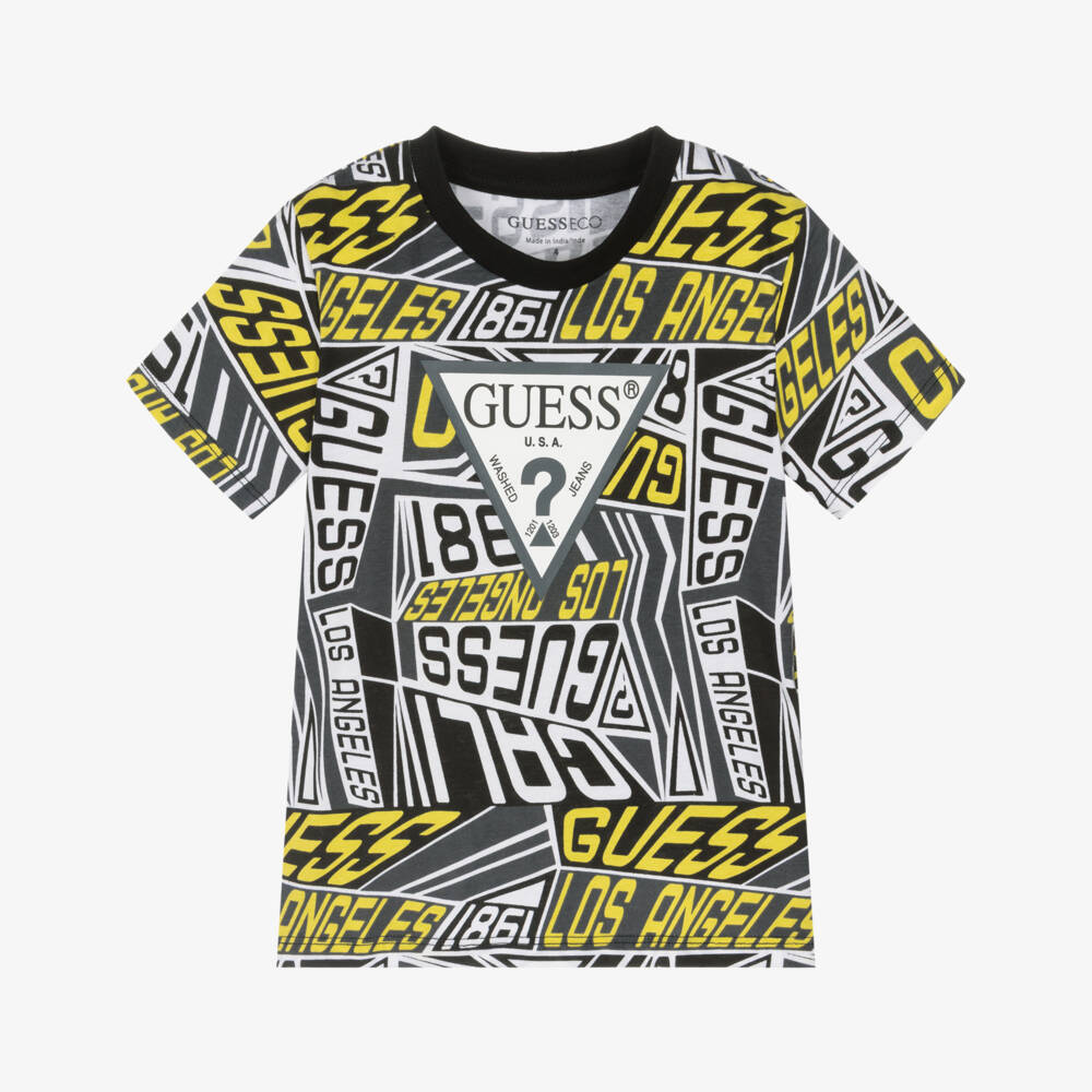Guess-Черная футболка с принтом логотипа для мальчиков | Childrensalon Outlet