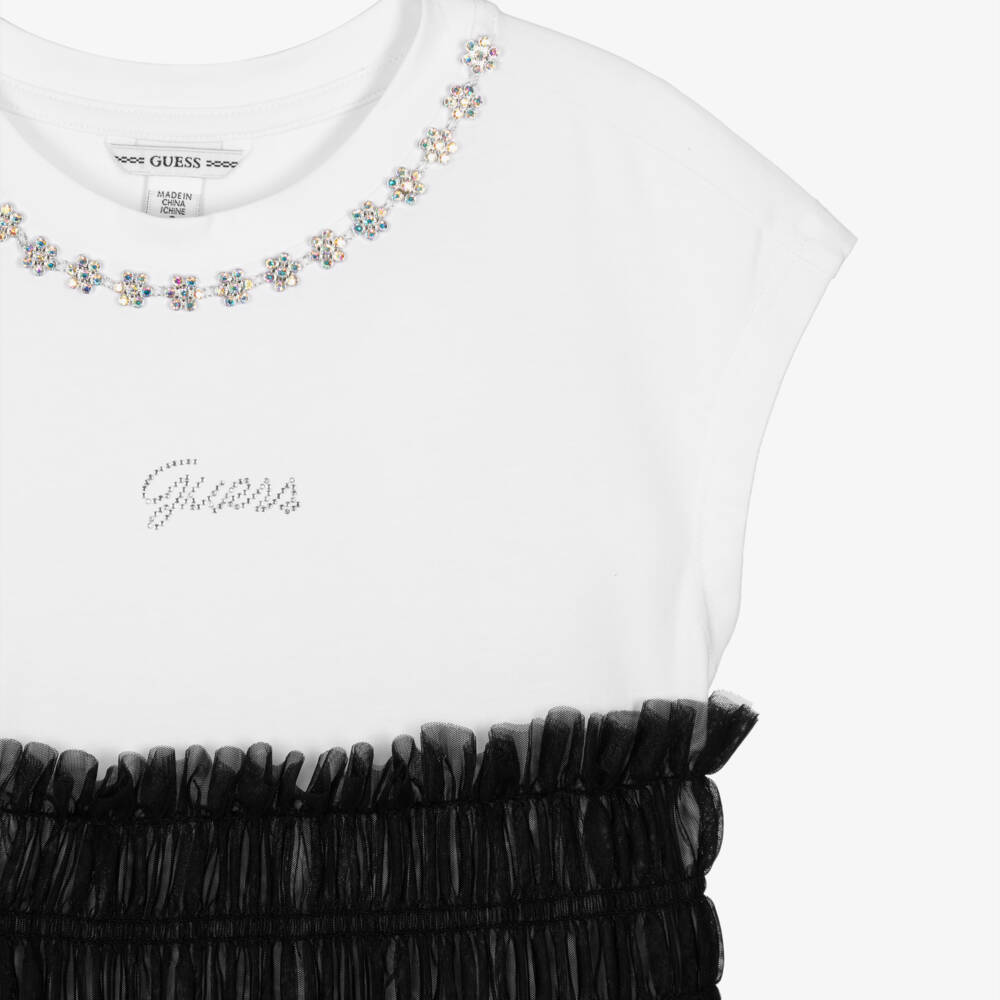 Guess-Black Tulle Logo Dress | Childrensalon Outlet