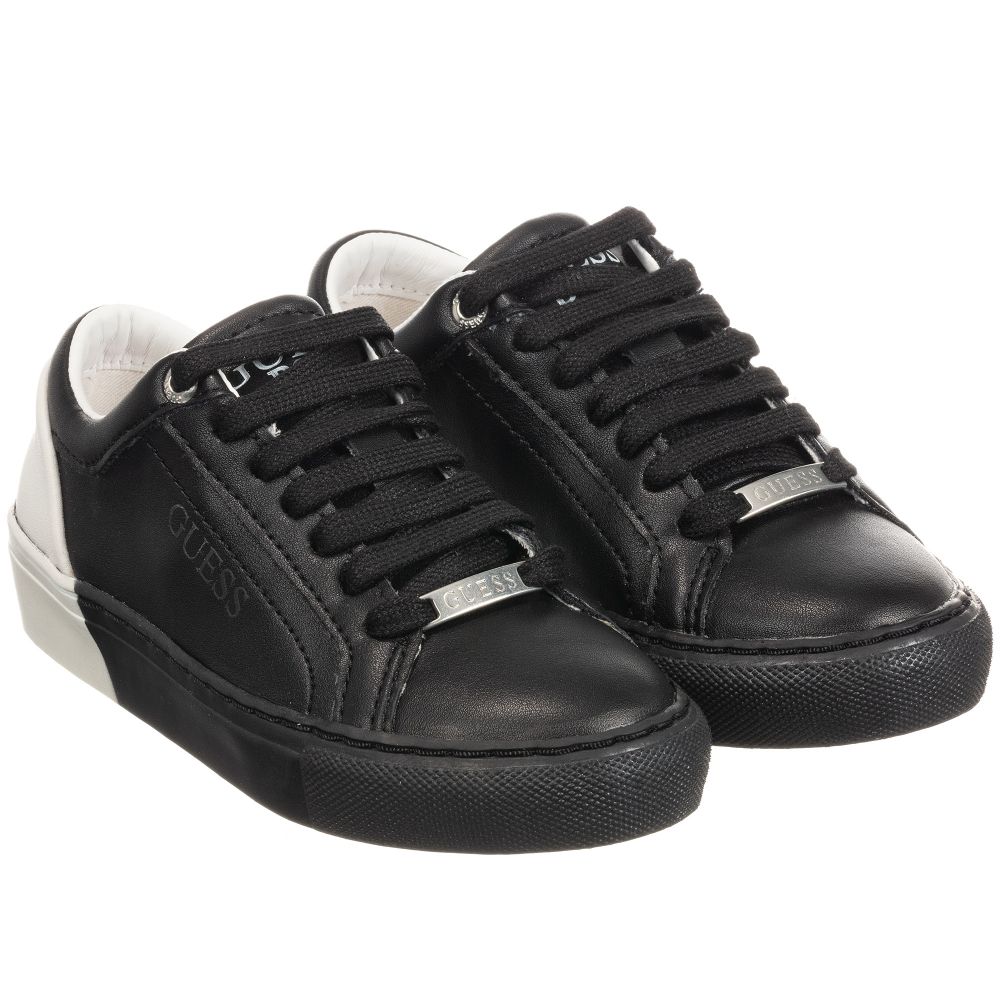 Guess - Black & White Logo Trainers | Childrensalon