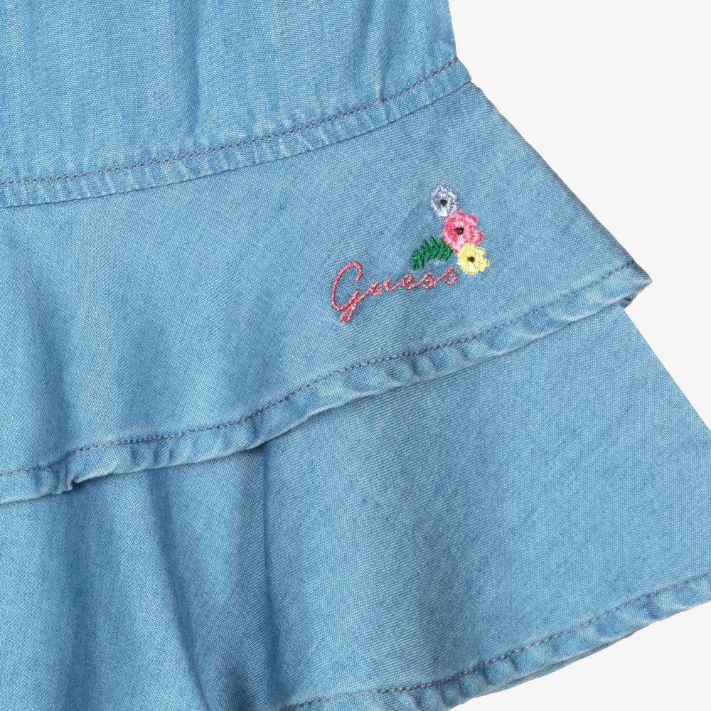 Guess-Голубая юбка из шамбре с оборками | Childrensalon Outlet