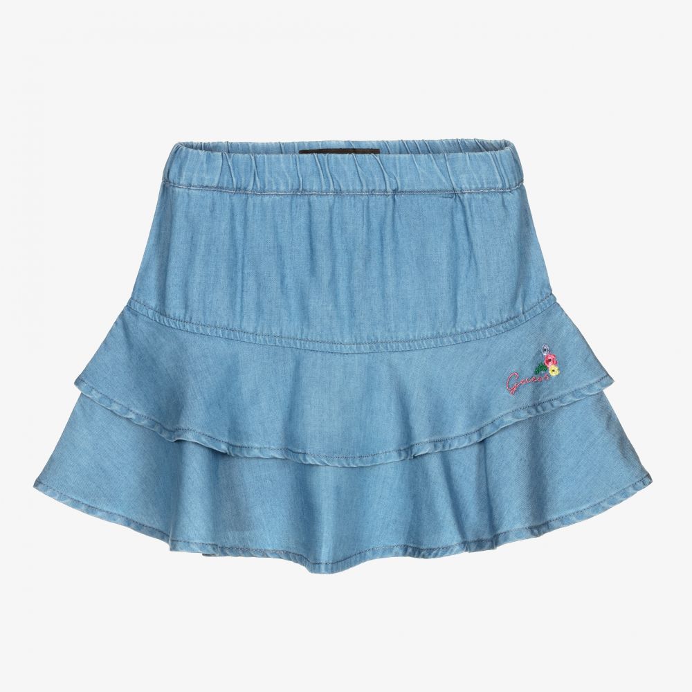 Guess - Blue Chambray Ruffle Skirt | Childrensalon
