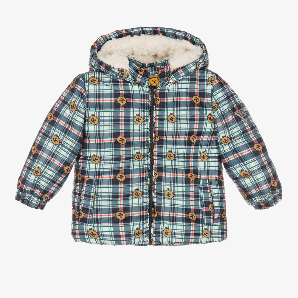 Guess - Куртка в синюю клетку с медвежатами для малышей | Childrensalon