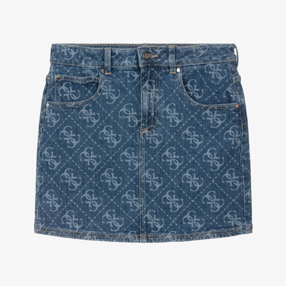 Guess-Джинсовая юбка с логотипом 4g синяя | Childrensalon Outlet