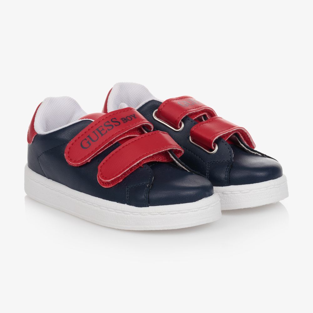 Guess - Blue Faux Leather Trainers | Childrensalon