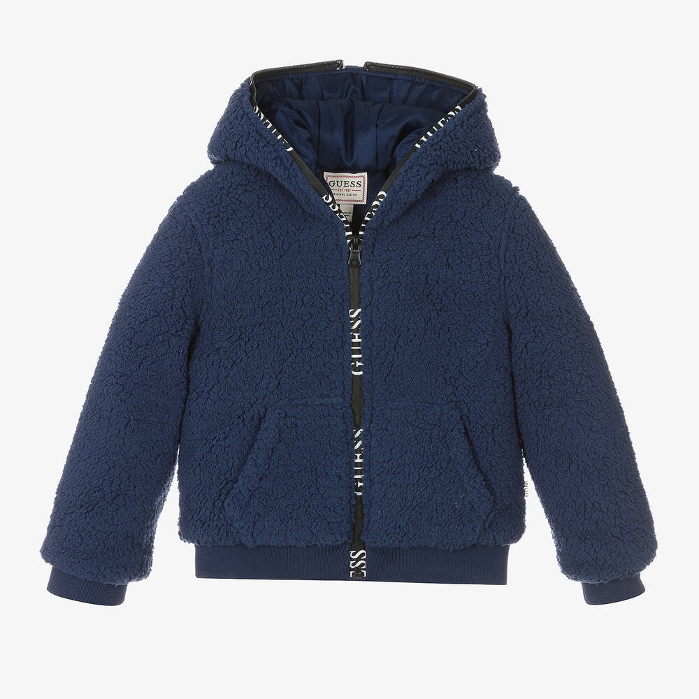 Guess - Blouson bleu en polaire | Childrensalon