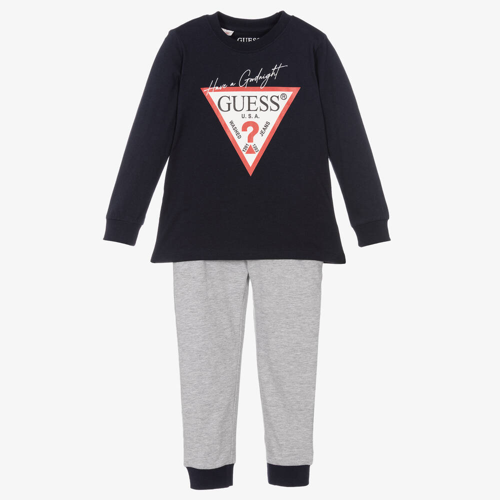 Guess - Baumwoll-Schlafanzug in Blau und Grau | Childrensalon