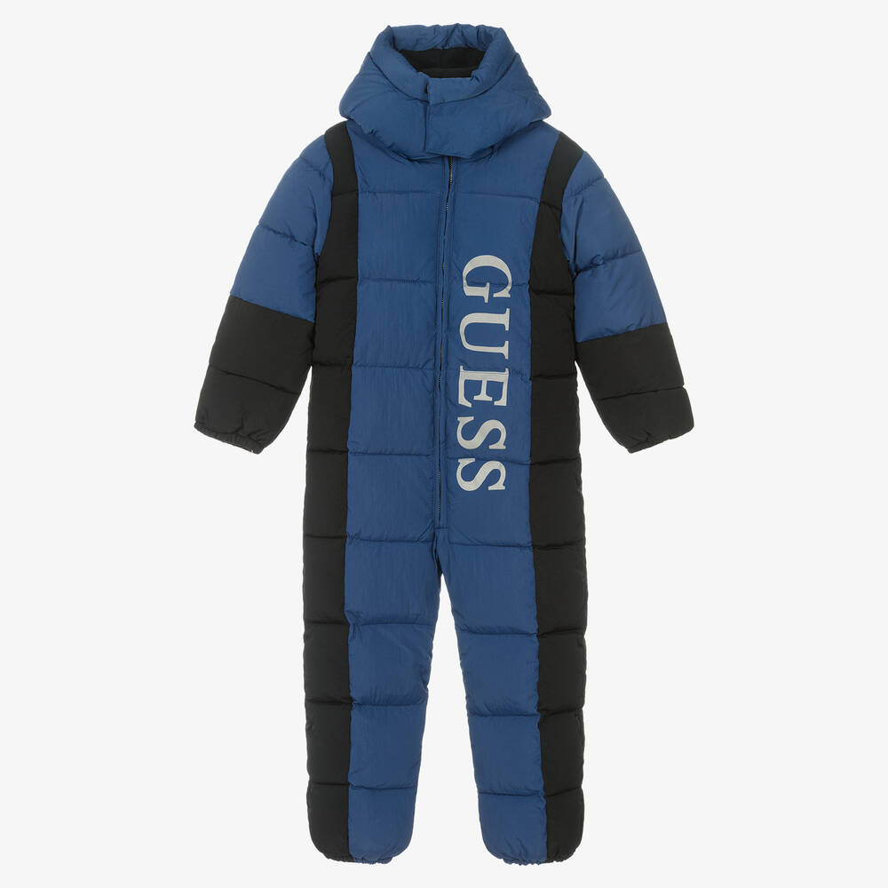 Guess - Blue Hooded Logo Snowsuit | Childrensalon