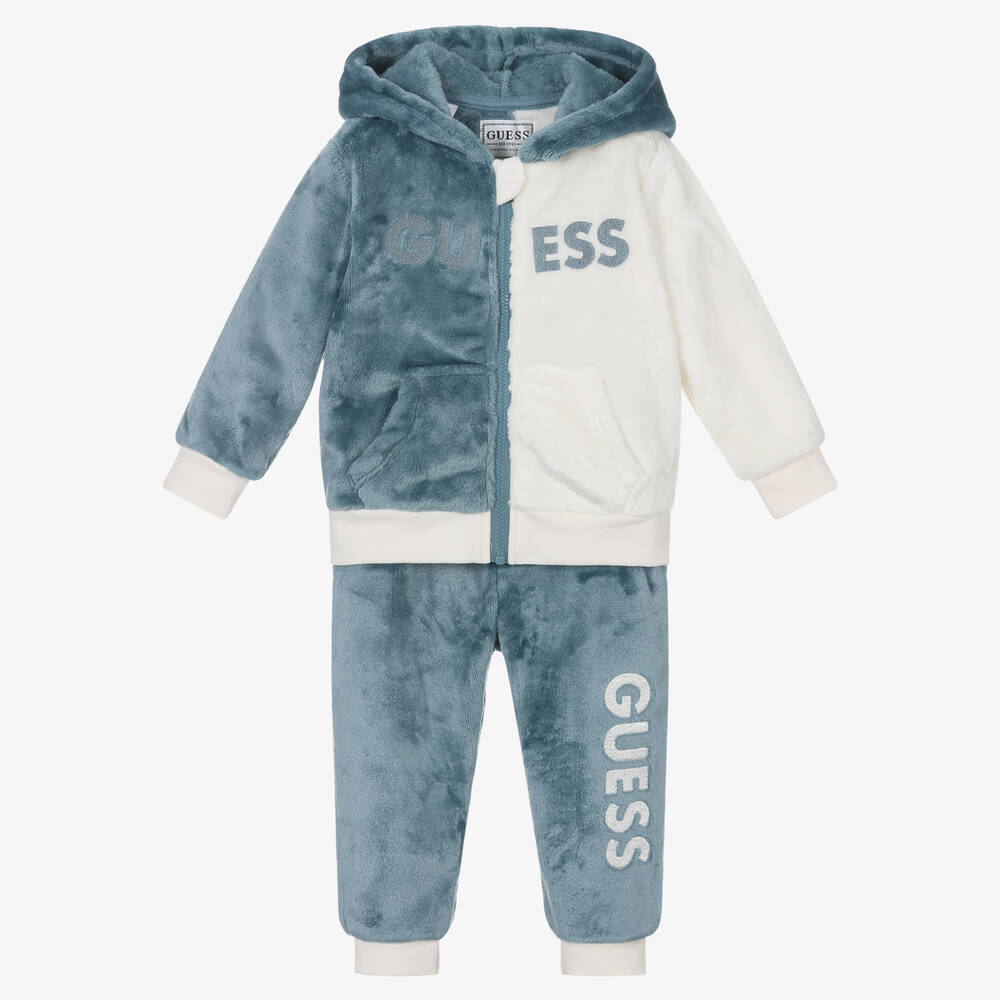 Guess - Blue & Ivory Plush Fleece Baby Tracksuit | Childrensalon