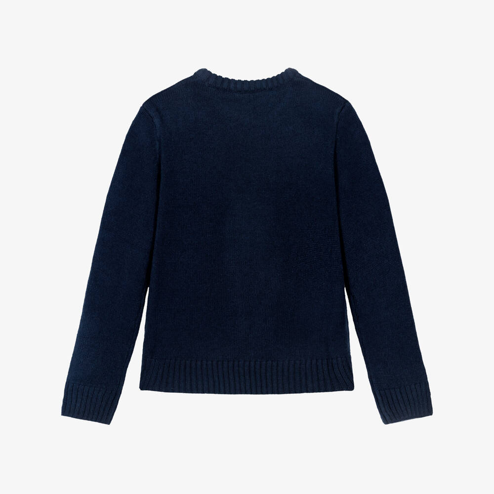 Guess-Blue Knitted Logo Sweater | Childrensalon Outlet