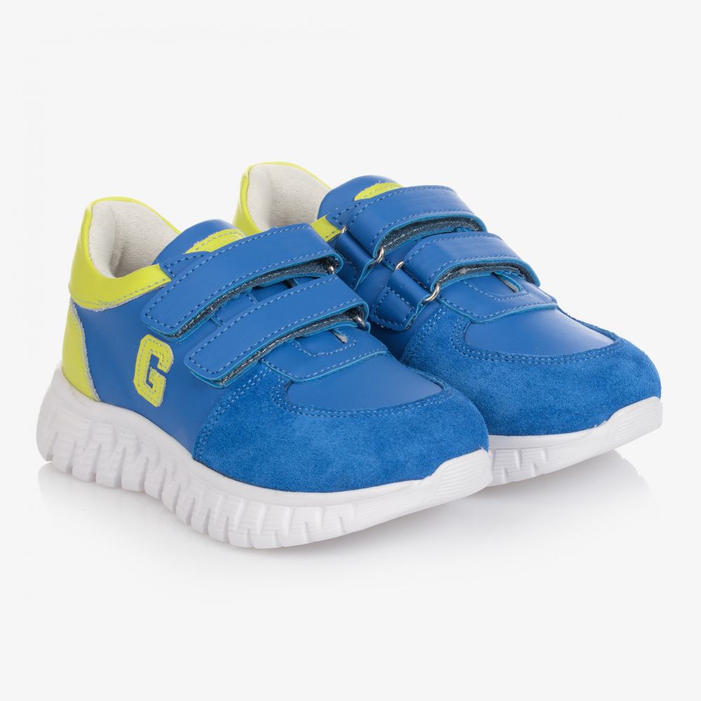 Guess - Blaue Leder-Sneakers mit Klettverschluss | Childrensalon