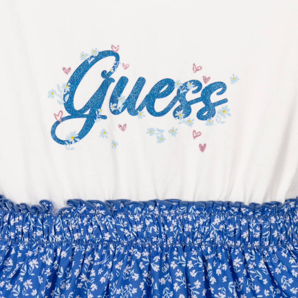Guess-Blue Logo Floral Dress | Childrensalon Outlet