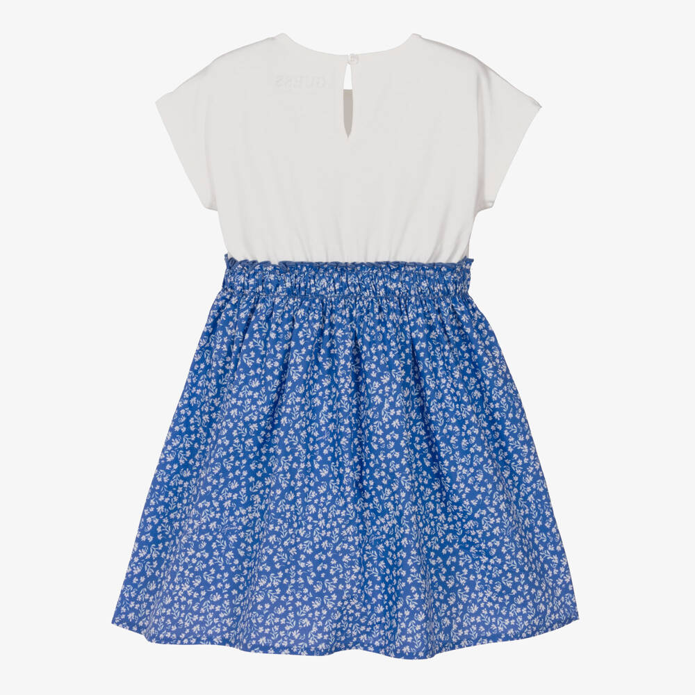 Guess-Blue Logo Floral Dress | Childrensalon Outlet