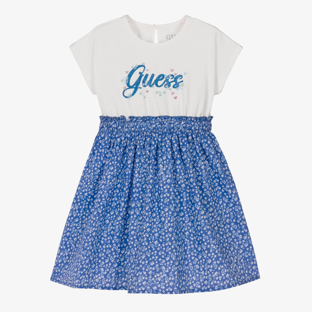 Guess-Blue Logo Floral Dress | Childrensalon Outlet