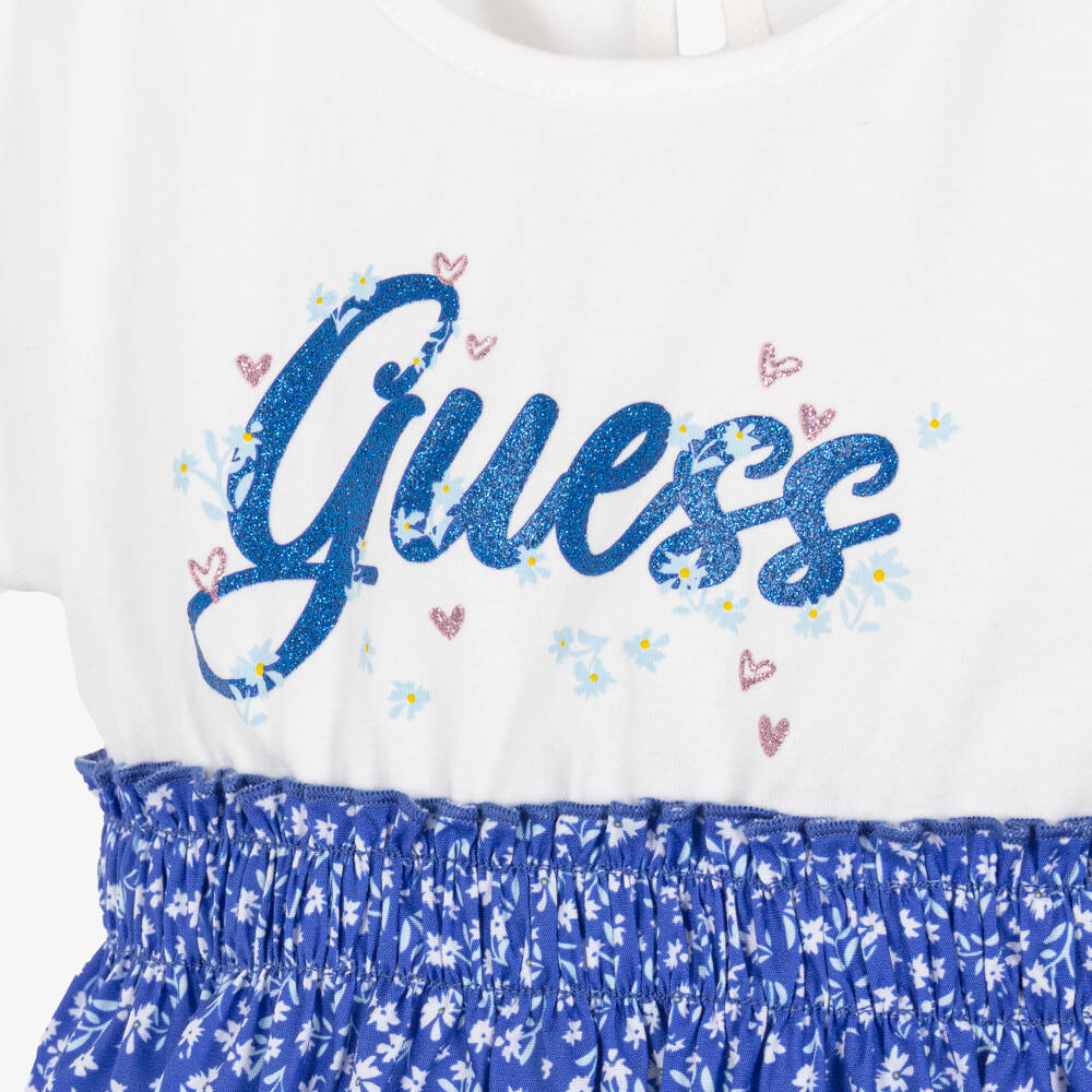 Guess-Blue Logo Floral Dress | Childrensalon Outlet