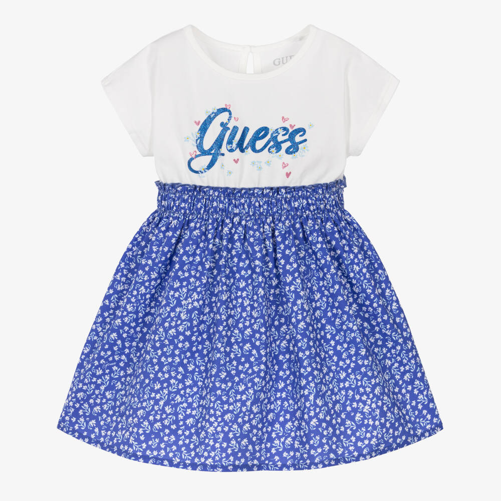 Guess-Blue Logo Floral Dress | Childrensalon Outlet