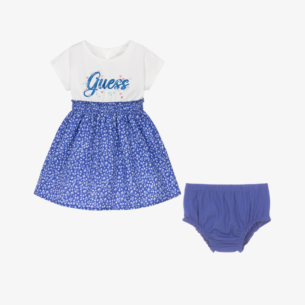 Guess-Blue Logo Floral Dress | Childrensalon Outlet