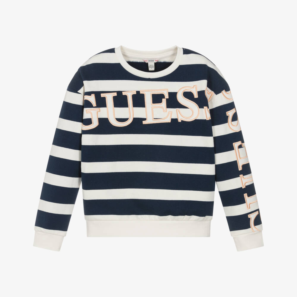 Guess-Blue Stripe Logo Sweatshirt | Childrensalon Outlet