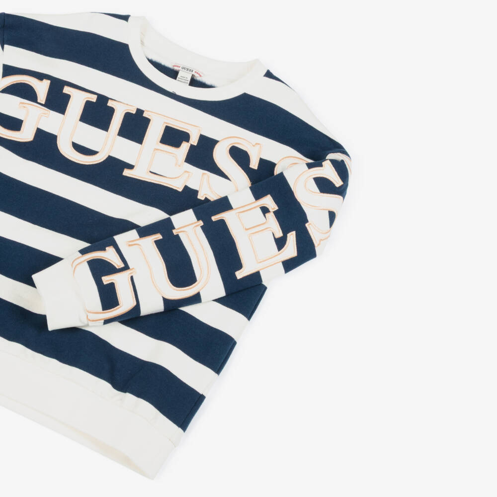 Guess-Blue Stripe Logo Sweatshirt | Childrensalon Outlet