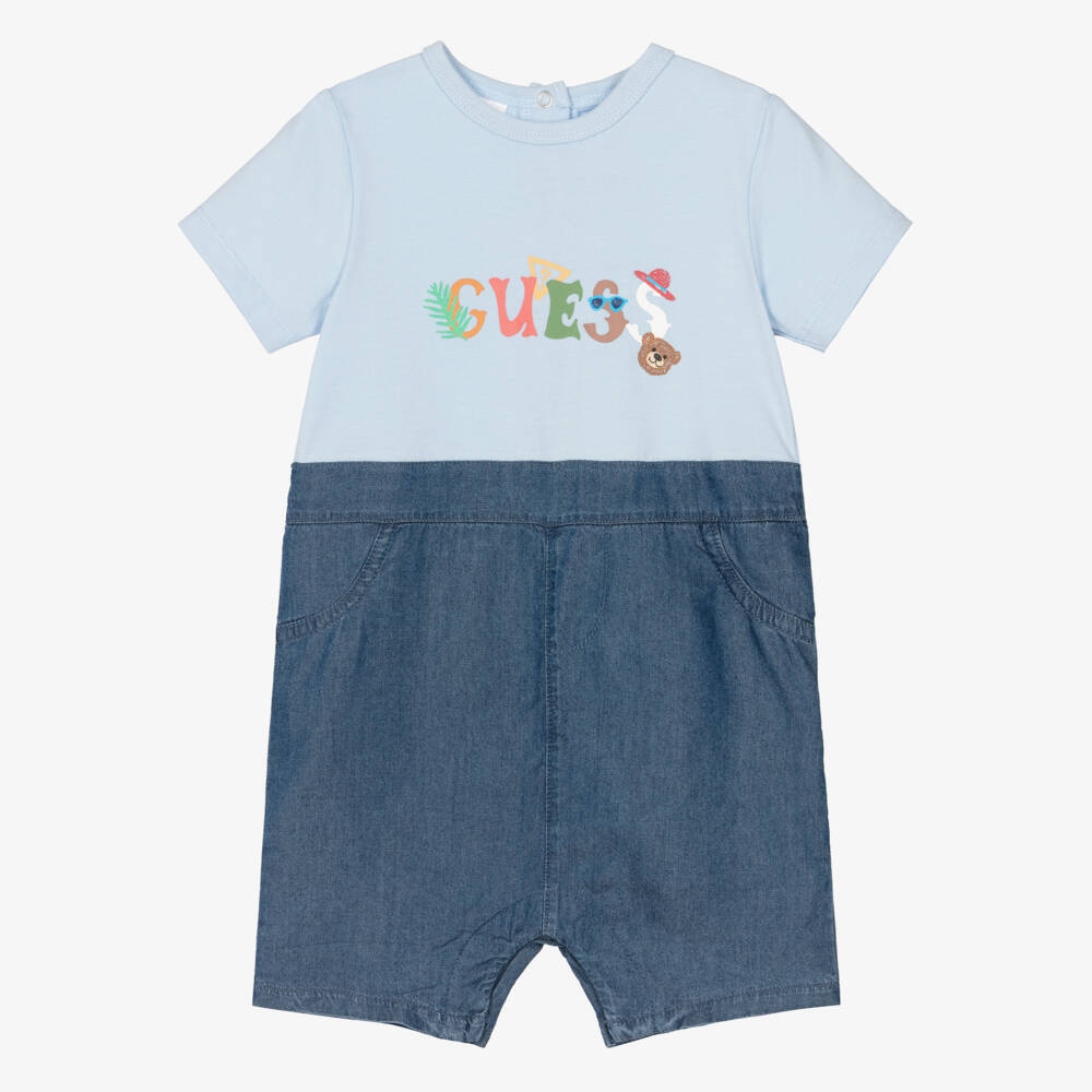 Guess-Boy's Navy Blue Bear Romper | Childrensalon Outlet