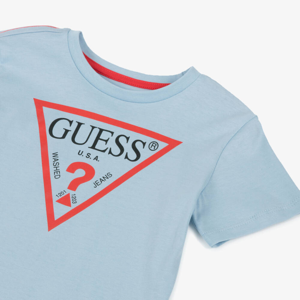 Guess-Boys Azure Cotton Tee Delight | Childrensalon Outlet