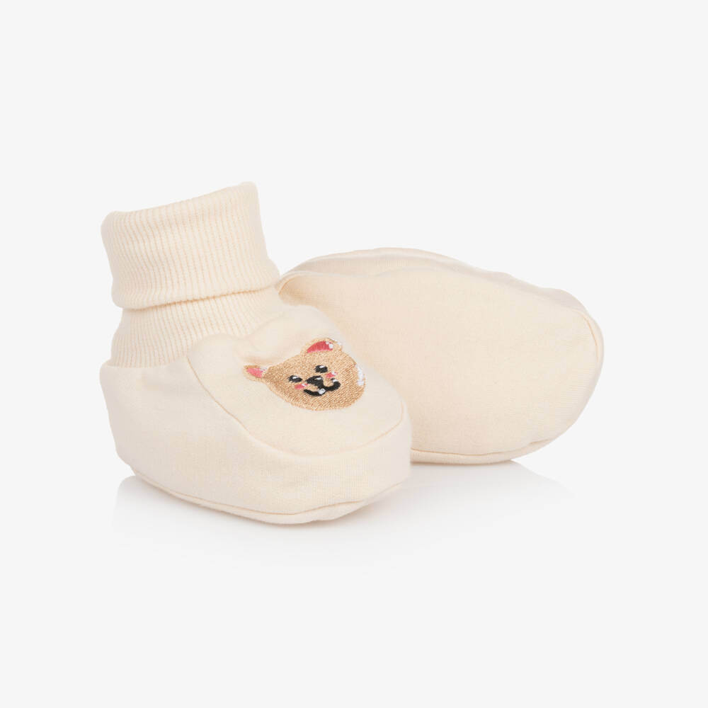 Guess-Boys Beige Bear Cotton Booties | Childrensalon Outlet