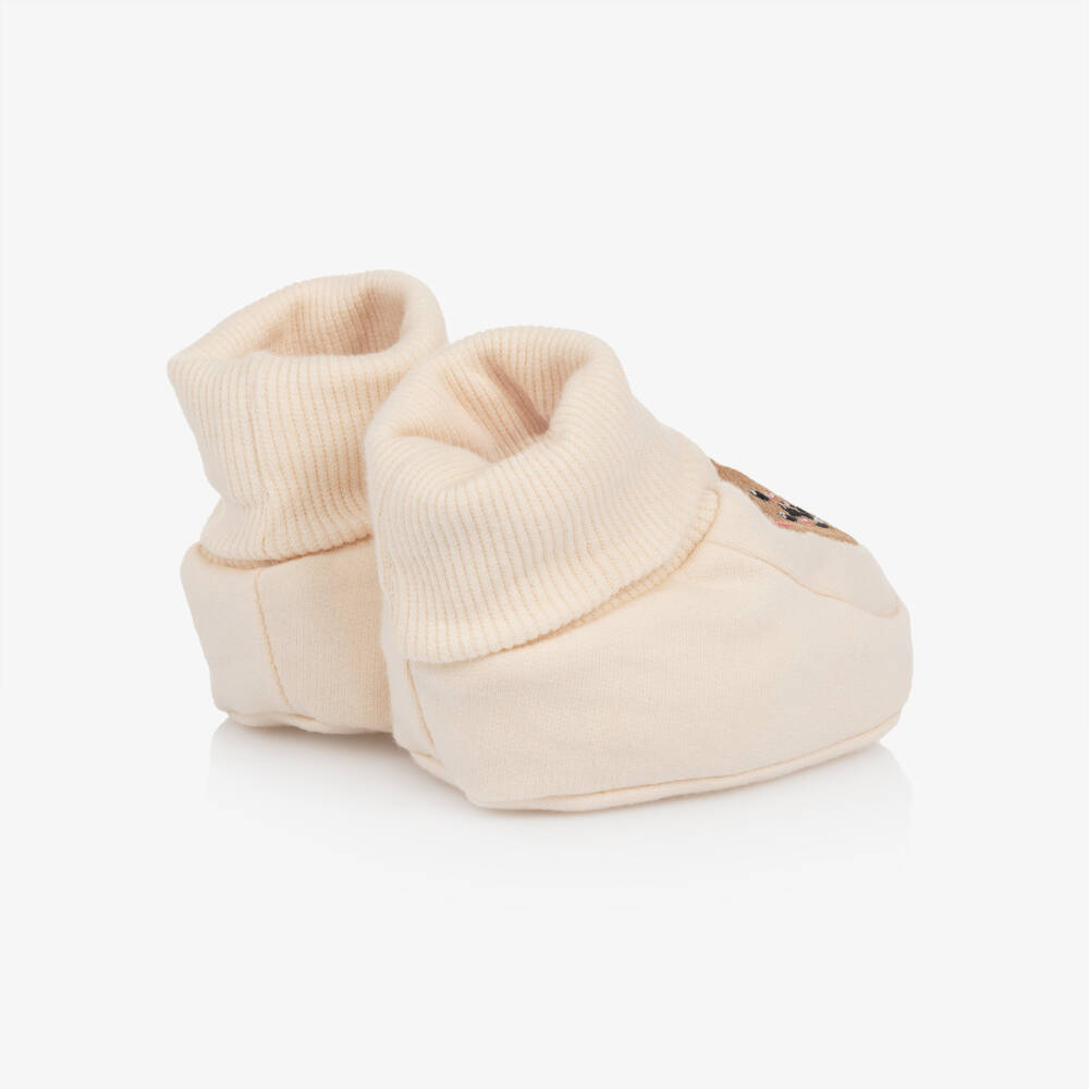 Guess-Boys Beige Bear Cotton Booties | Childrensalon Outlet