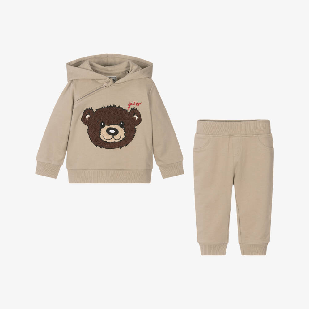 Guess-Boys Beige Bear Hooded Set | Childrensalon Outlet