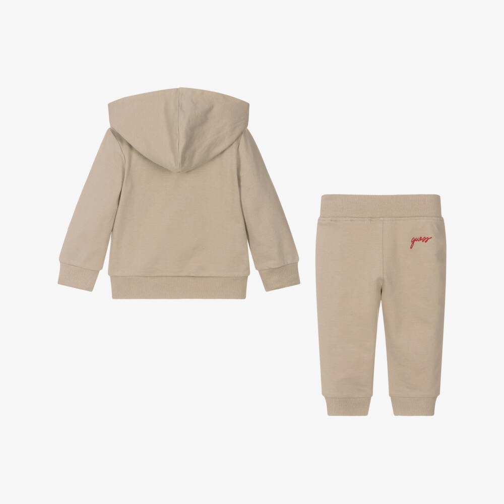 Guess-Boys Beige Bear Hooded Set | Childrensalon Outlet