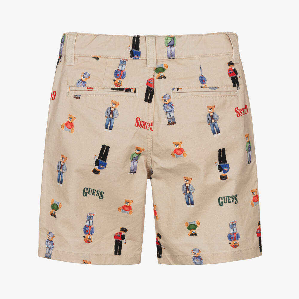 Guess-Boys Beige Bear Print Chinos | Childrensalon Outlet