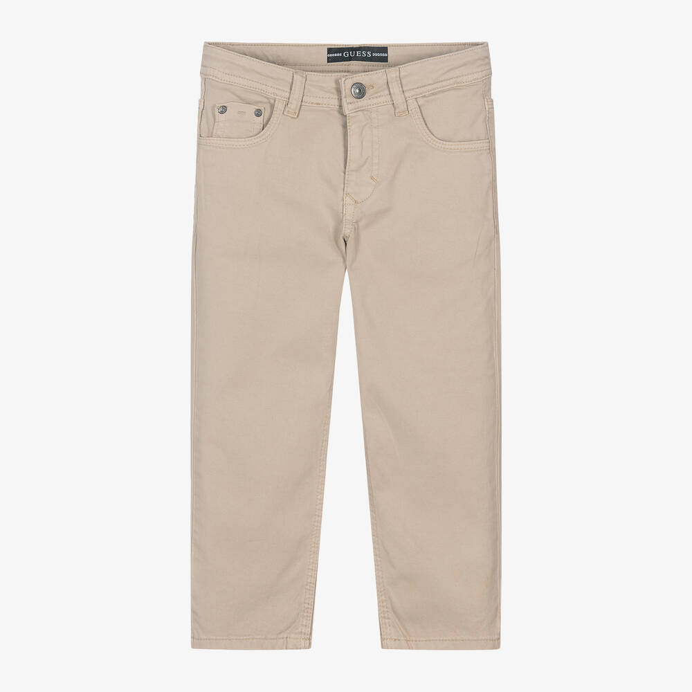 Guess-Boys Beige Cotton 5 Pocket Trousers | Childrensalon Outlet