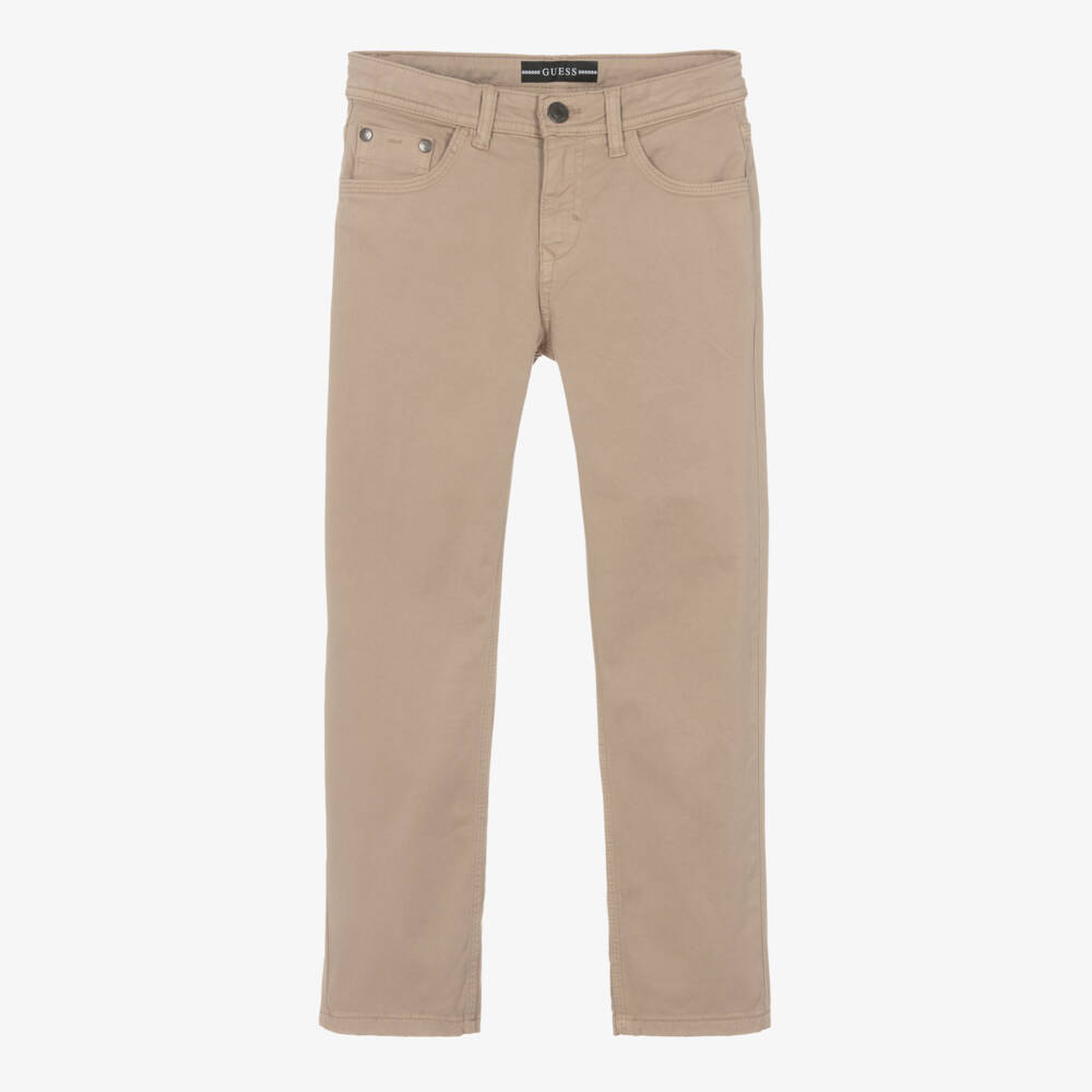 Guess-Boys Beige Cotton Blend Trousers | Childrensalon Outlet