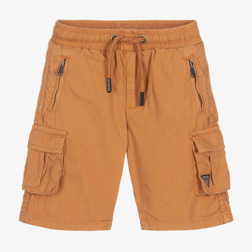 Guess - Boys Beige Cotton Cargo Shorts | Childrensalon