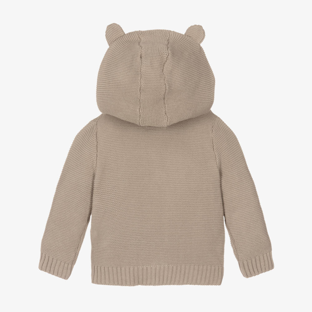 Guess-Boys Beige Cotton Hooded Cardigan | Childrensalon Outlet