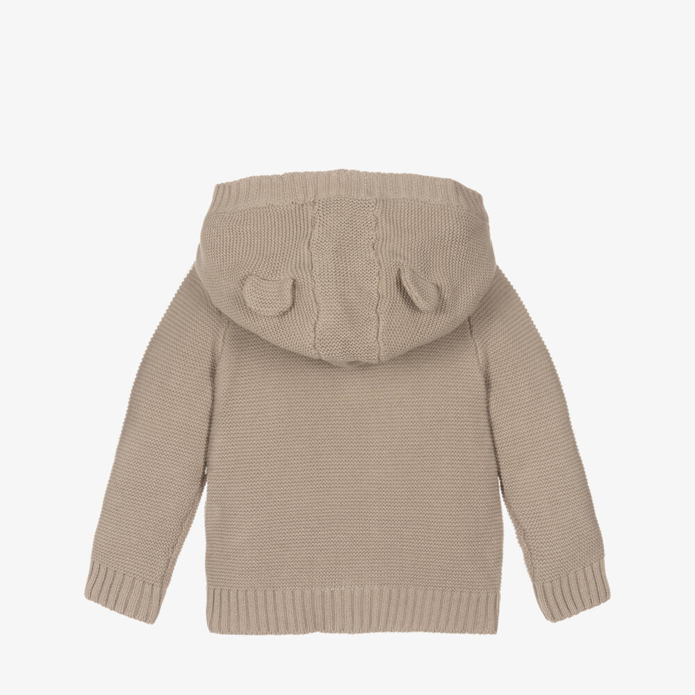 Guess-Boys Beige Cotton Hooded Cardigan | Childrensalon Outlet