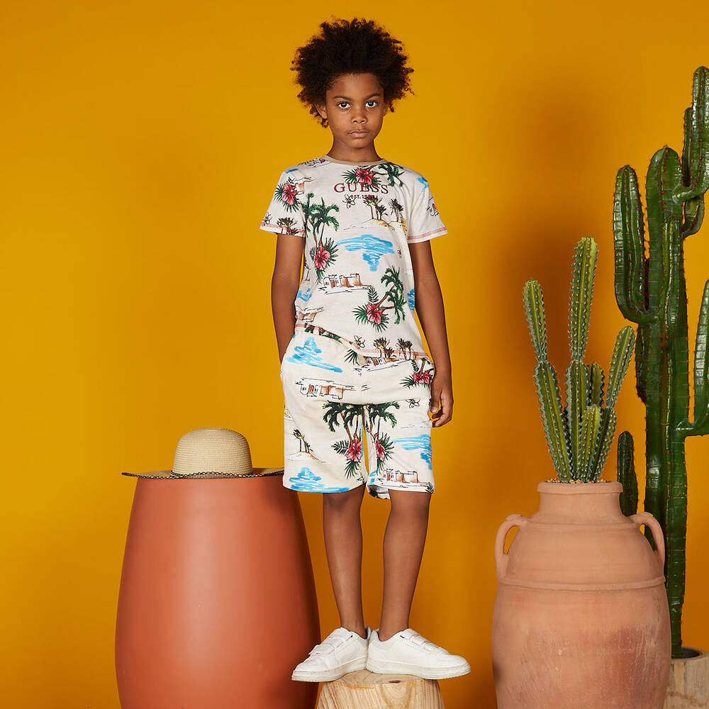 Guess-Бежевые хлопковые шорты | Childrensalon Outlet