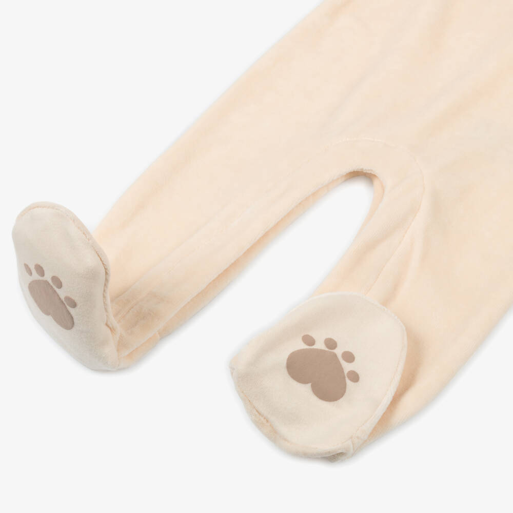 Guess-Boys Beige Gingerbread Velour Babygrow | Childrensalon Outlet