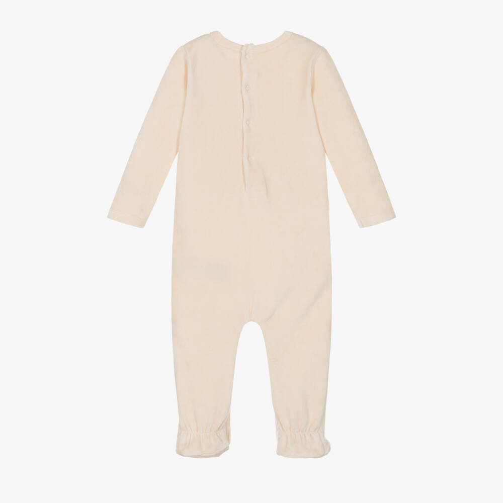 Guess-Boys Beige Gingerbread Velour Babygrow | Childrensalon Outlet